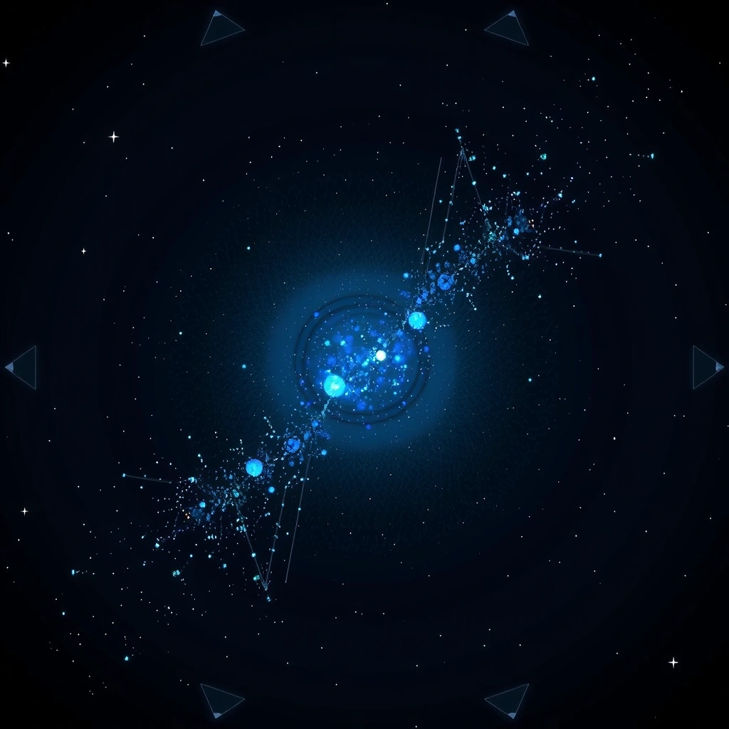 Deep space background with digital geometric patterns